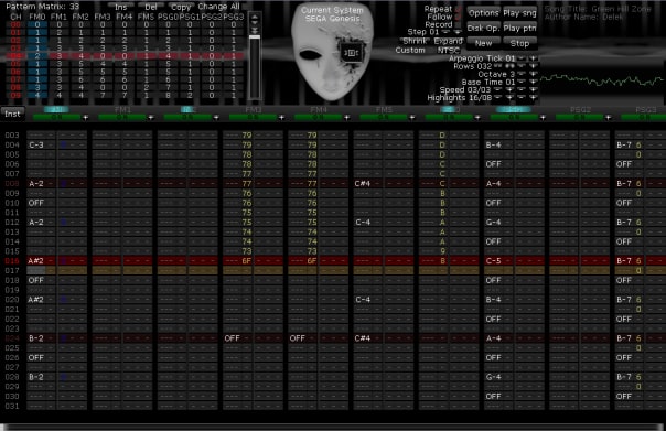 photo of the deflemask layout