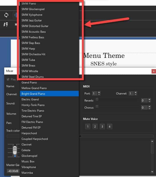 using chiptune instruments in musescore