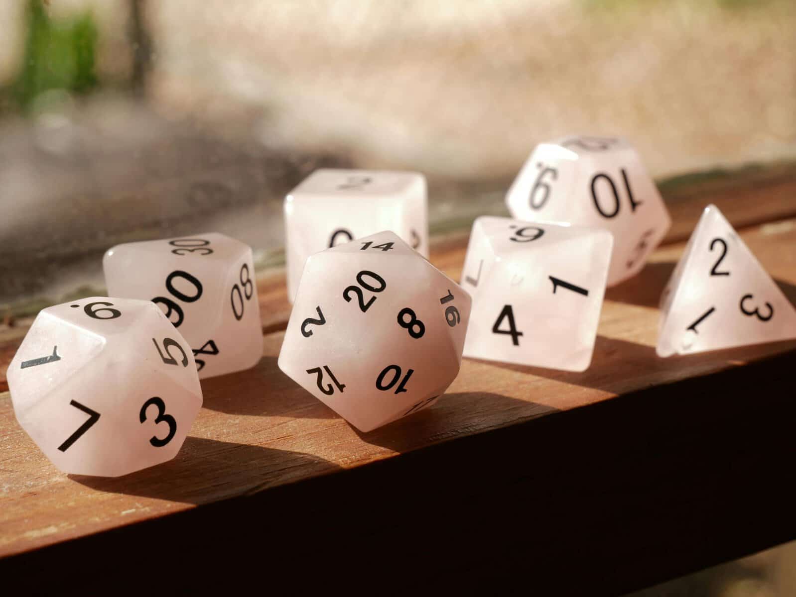close-up photo of tabletop game dice